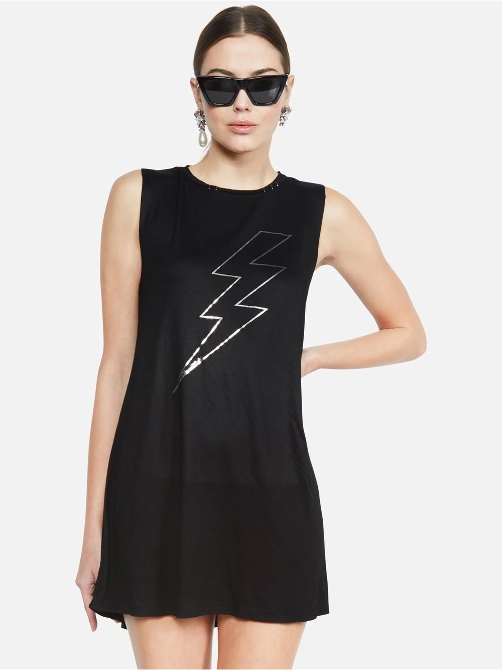 Lauren Moshi Deanna Lightening Star Piercings Hoop Metallic Edgy Alt Dress Small